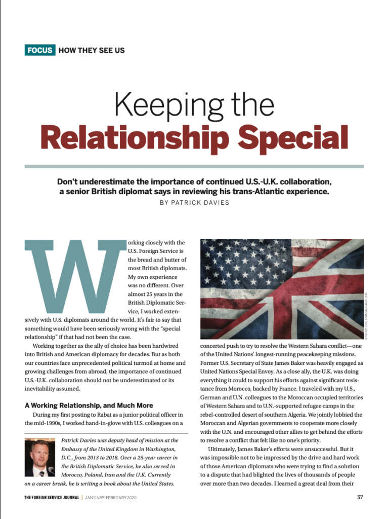 Foreign Service Journal article